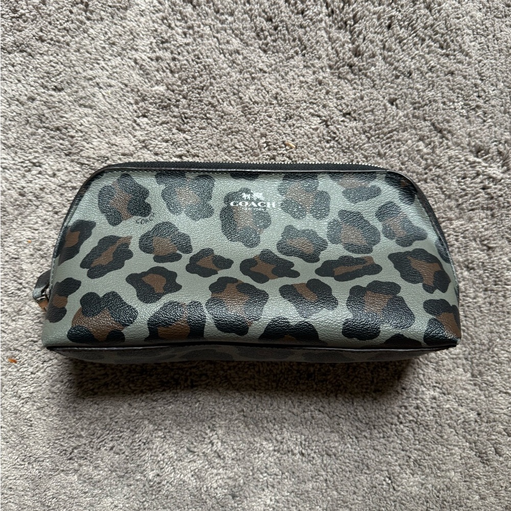 coach leopard print makeup bag